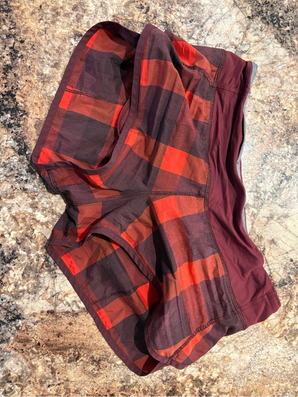 lululemon athletica Burgundy and Red Plaid Athletic Shorts